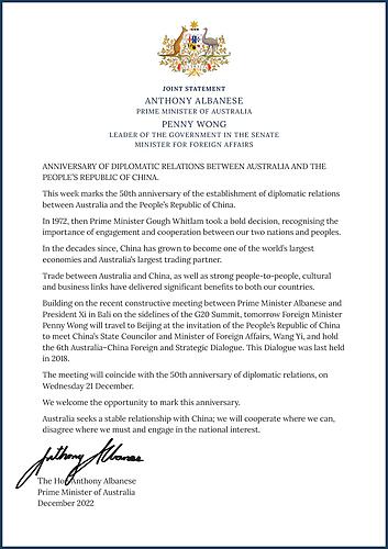 Joint statement on the 50th anniversary of diplomatic relations b...