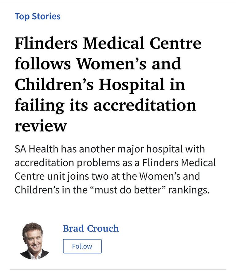 Ashton Hurn:  Story via the Advertiser.  Flinders fail: Another hospital joi…