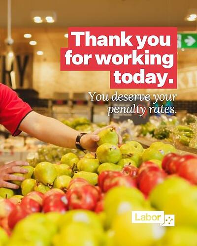 Australian Labor Party: People who go to work on public holidays should be compensated fo…
