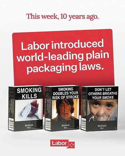 This week marks 10 years of Labor’s world-leading tobacco plain p...