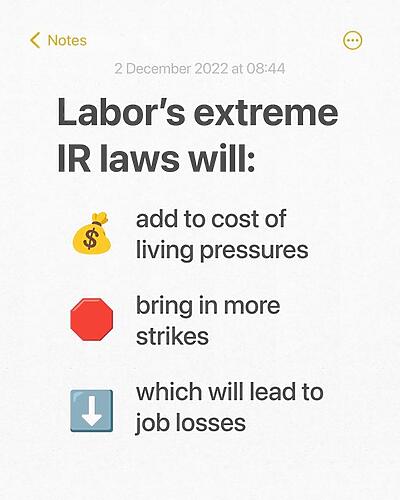 Labor has forced through their extreme industrial relations laws ...
