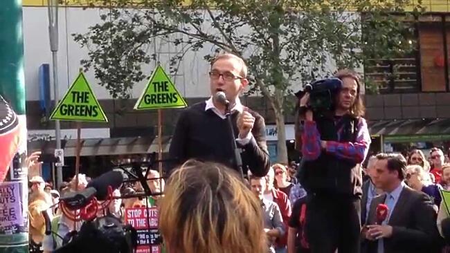 "Only a coward takes an axe to the sick, the young & the poor" - Adam Bandt at #BustTheBudget rally