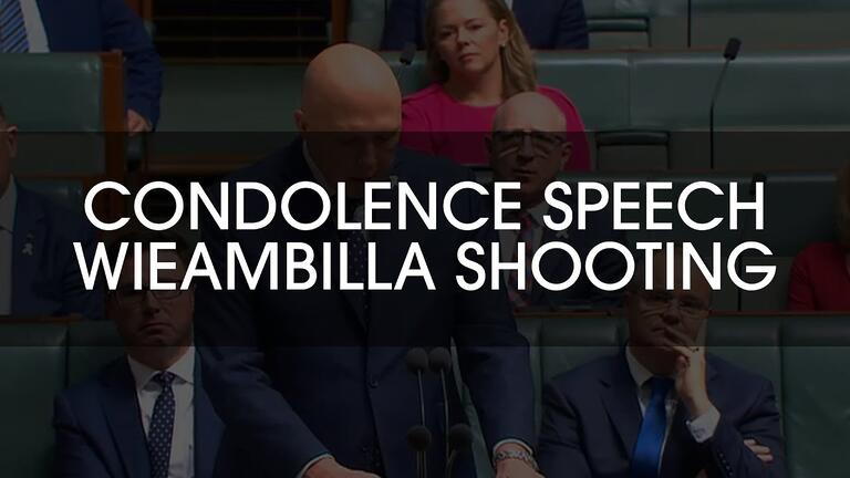 VIDEO: Peter Dutton MP: My condolence speech for the Wieambilla Shooting