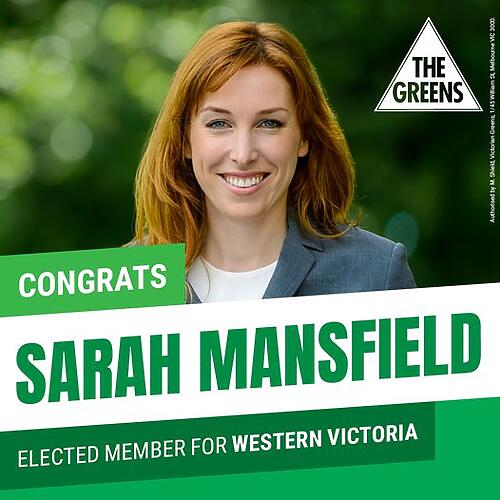 Western Victoria has just elected Sarah Mansfield - Greens for We...