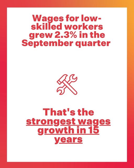 Australian Labor Party: We said we’d get wages moving again and we are. We supported an i…