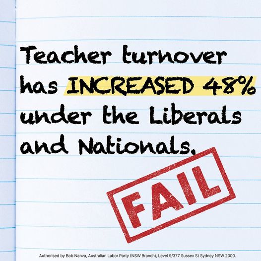 Only a NSW Labor Government will fix the crisis in our schools....