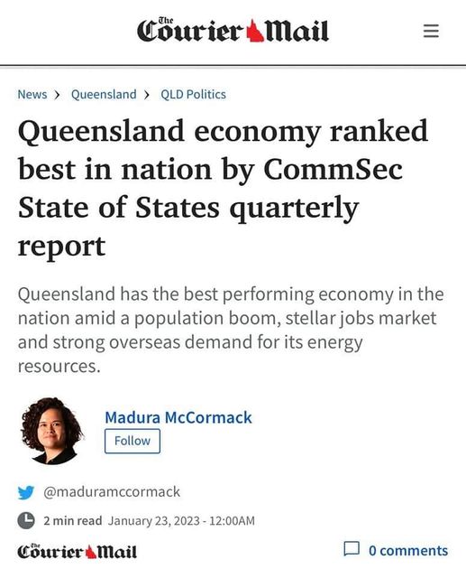 BREAKING: Queensland has the best economy in the nation...
