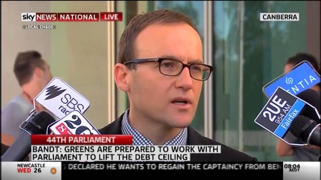 Adam Bandt talks to media about global warming and issues of the day