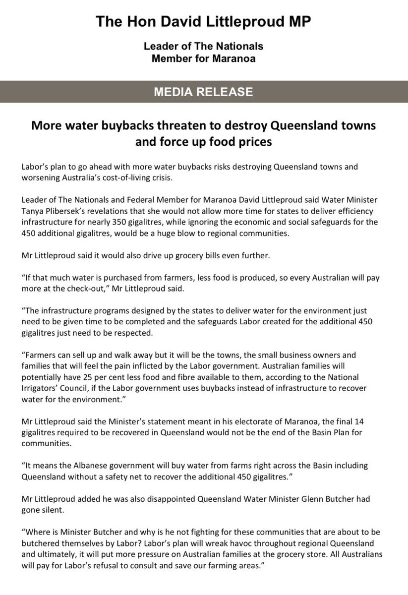 More water buybacks will worsen Australia’s cost-of-living crisis...