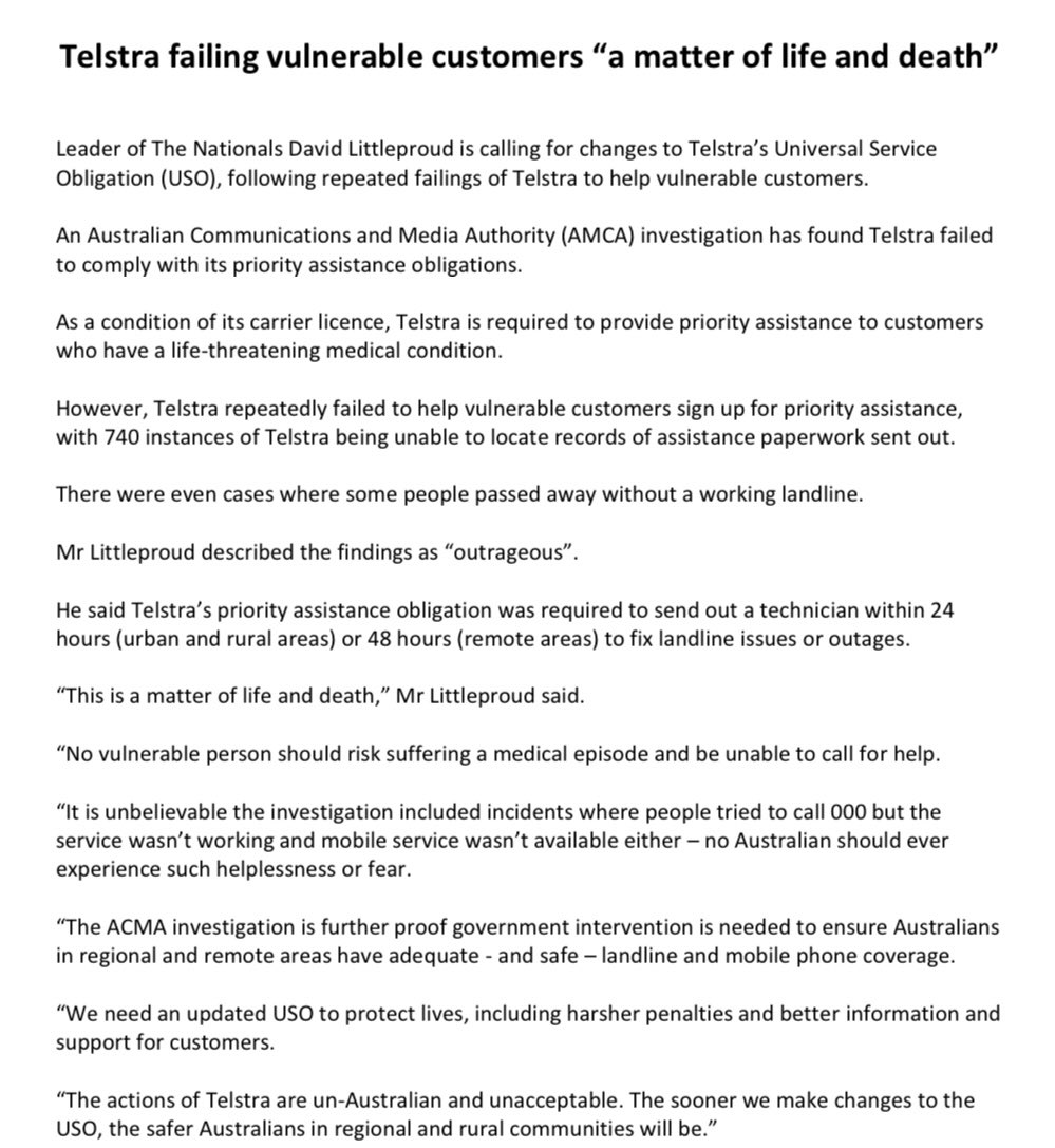 The actions of Telstra are unacceptable. The sooner we make chang...