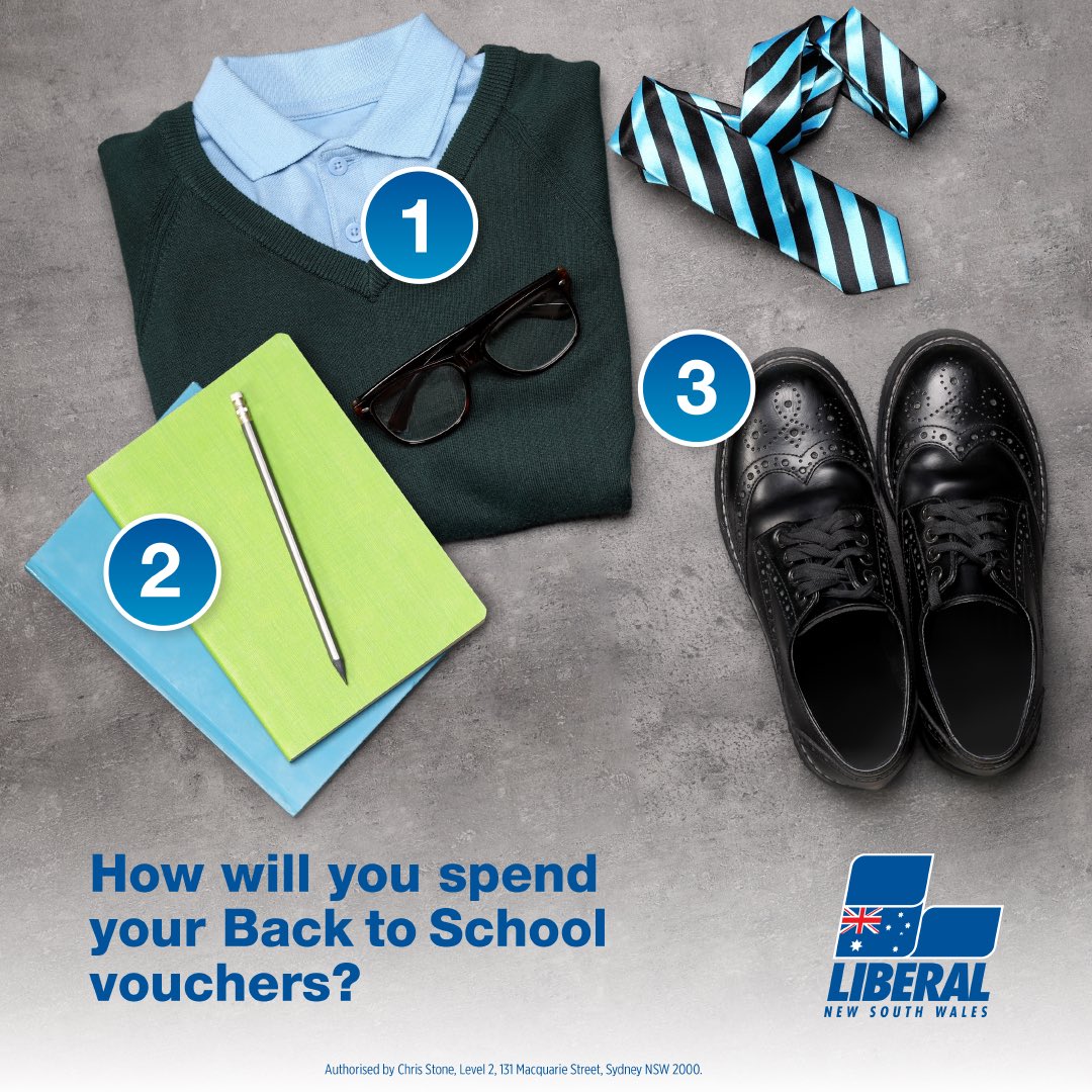 Liberal Party NSW: You can still use your Back to School vouchers from the Perrottet…