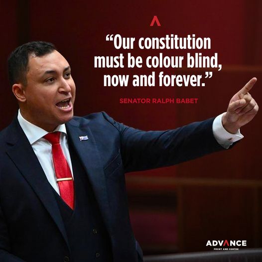 Senator Babet: Treating people differently based on their skin colour is…….wait …