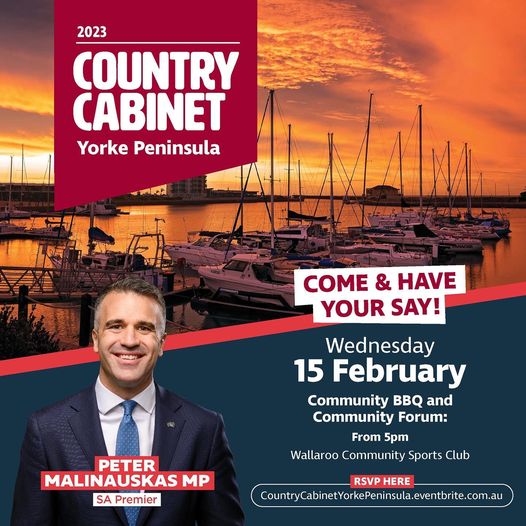 Have your say Yorke Peninsula  Join South Australia’s Premier, Th...