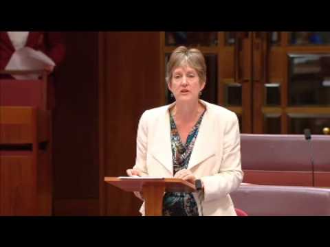 Senator Penny Wright speaks on the Murray River