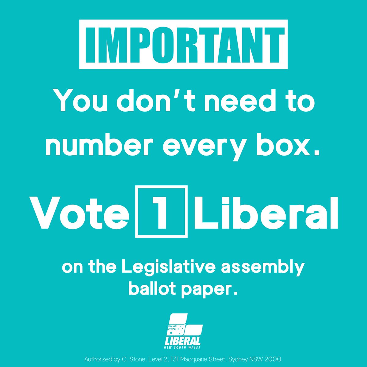 Liberal Party NSW: IMPORTANT  You can just #Vote1 and DO NOT have to number every bo…