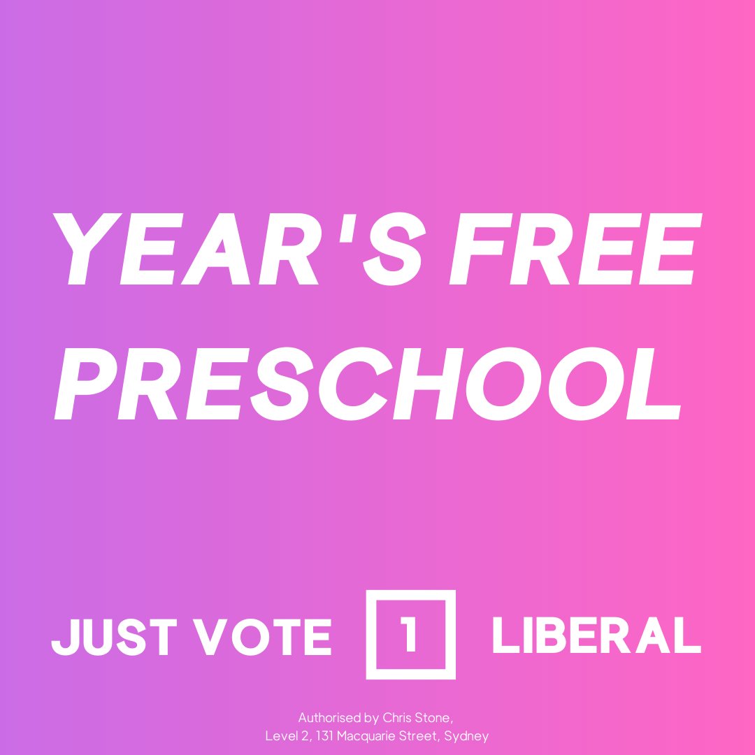 A full year of free preschool. 
Just Vote 1 Liberal to #KeepNSWMo...