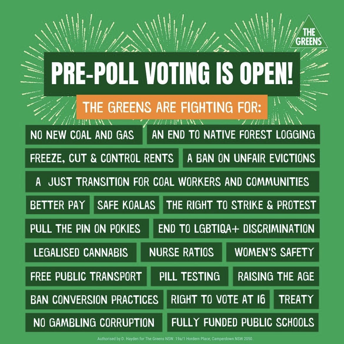 Don’t forget that pre-poll voting is now open!  This NSW state e...