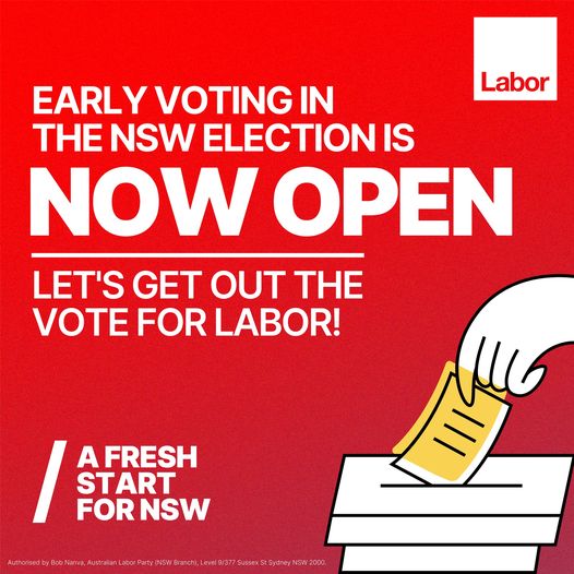 NSW Labor: Early voting has opened in the NSW election! Find your closest pr…