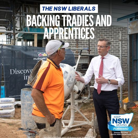 A re-elected Perrottet Liberal Government will support apprentice...