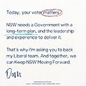Let's Keep NSW Moving Forward, Vote 1 Liberal....