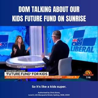 Premier Dom Perrottet speaking about our #KidsFutureFund on Sunri...