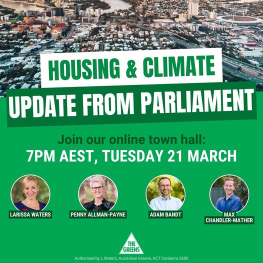 Queensland Greens: Join us for an update on 2 big issues before federal Parliament right …