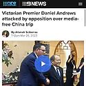 Premier Daniel Andrews is off to China without any media. AGAIN. ...
