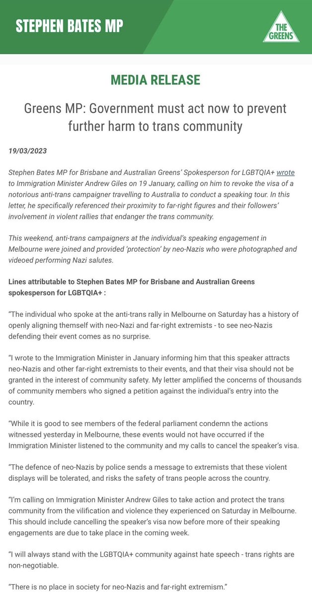 Stephen Bates: My statement on yesterday’s events at an anti-trans rally in Melb…