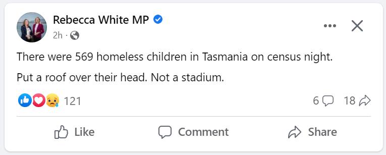 Labor will prioritise putting roofs over Tasmanians - not stadium...