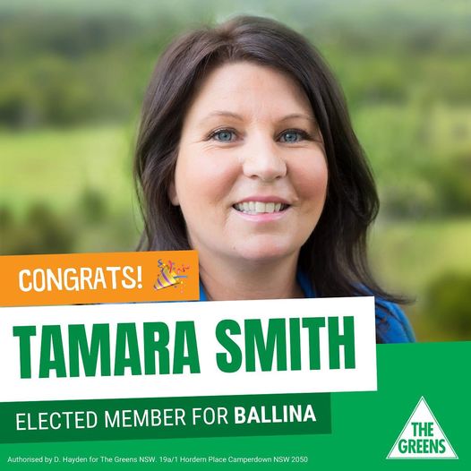 The seat of Ballina has gone to @tamara_smith_mp!...