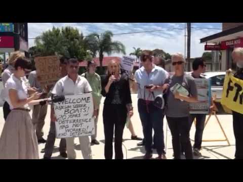 Greens Senator Lee Rhiannon refugee protest Bowen's office