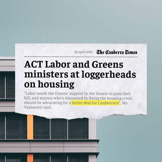 ACT Greens: Labor needs The Greens’ support in the Senate to pass their housi…