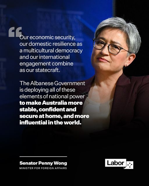 Foreign Minister Penny Wong addressed the National Press Club thi...