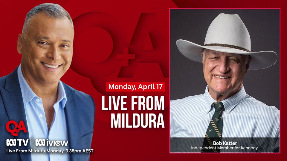 I'll be on ABC's Q&A tomorrow night, live from Mildura - spea...