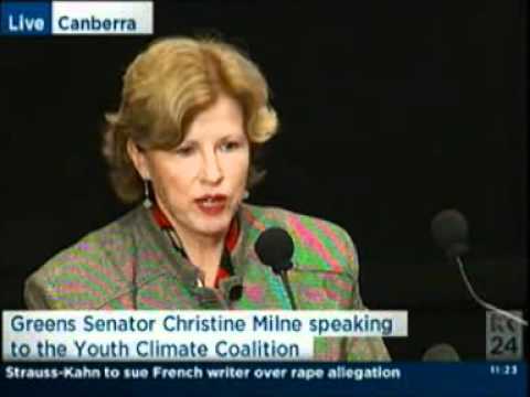 VIDEO: Australian Greens: Christine Milne addresses AYCC delegates at Parliament