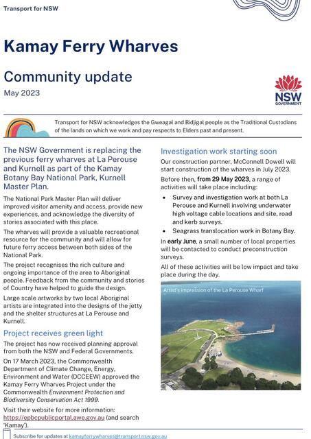 Construction of new ferry wharves at Kurnell and La Perouse start...