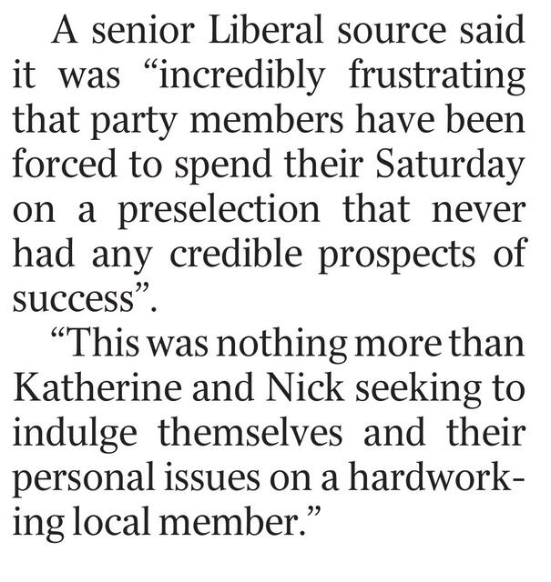 Senior Liberal sources attacking a sitting Liberal MP and his wif...