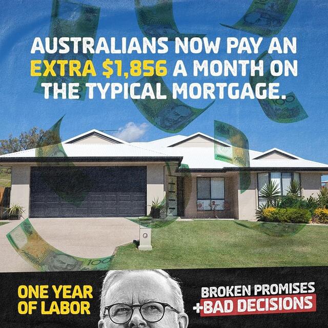 Senator Sarah Henderson: Australians with a mortgage of $750,000 will now be paying $1,856…