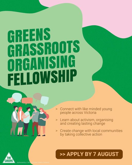 Applications now open for the Greens Grassroots Organising Fellow...