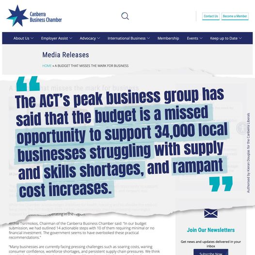 Canberra Liberals: Labor and the Greens don’t understand business….