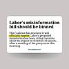 The Coalition will oppose Labor’s appalling ‘misinformation bill’...