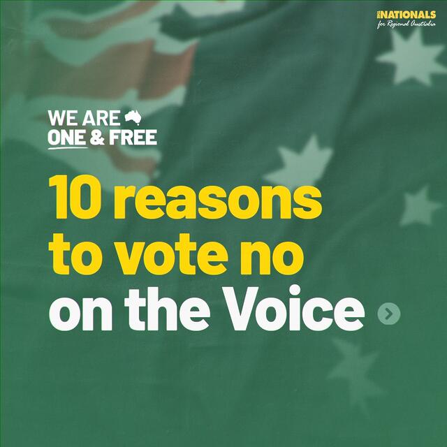 National Party of Australia: Australians face an important choice this year, vote no on the Vo…