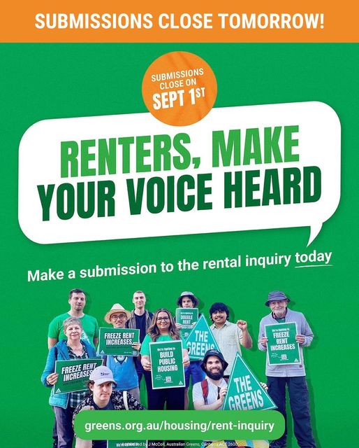 The Greens (WA):  Last chance: Rental inquiry submissions close TOMORROW  Are you …