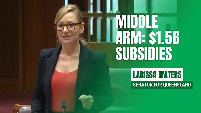 VIDEO: Australian Greens: Senator Larissa Waters on Labor’s $1.5 billion in public subsidies to develop Middle Arm