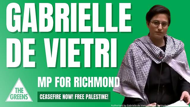 VIDEO: Victorian Greens: Gabrielle de Vietri MP: Free Palestine