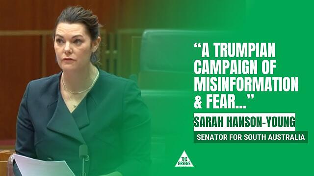 VIDEO: Australian Greens: Sarah Hanson-Young on the result of the Indigenous Voice to Parliament referendum