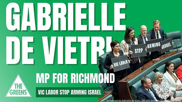 VIDEO: Victorian Greens: Gabrielle de Vietri MP: Will the Premier cancel Labor’s deal with the Israeli Ministry of Defence?