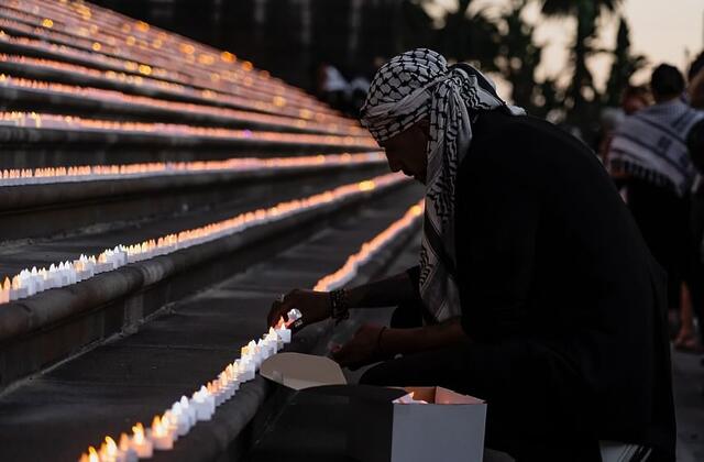 15,000 candles each representing a Palestinian child killed in Gaza si...