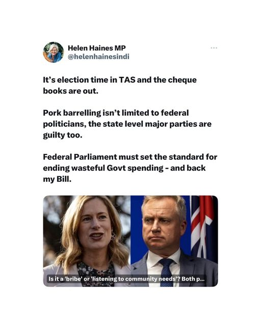 Helen Haines MP: Taxpayer dollars should be spent on community need, not major party gr…