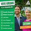 May be an image of 2 people and text that says 'VOTE GREENS FOR FRANKLIN THE GREENS 1 Rosalie Woodruff 2 Gideon Cordover 3 Jade Darko 4 Owen Fitzgerald 5 Jenny Cambers-Smith Lukas Mrosek TAS STATE ELECTION SAT 23 MARCH Christine Campbell You must number at least 7 boxes for your vote to count. North'